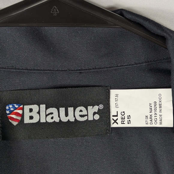 Blauer Mens XL Dark Navy Short Sleeve Uniform Work Shirt Button Front - Picture 3 of 7